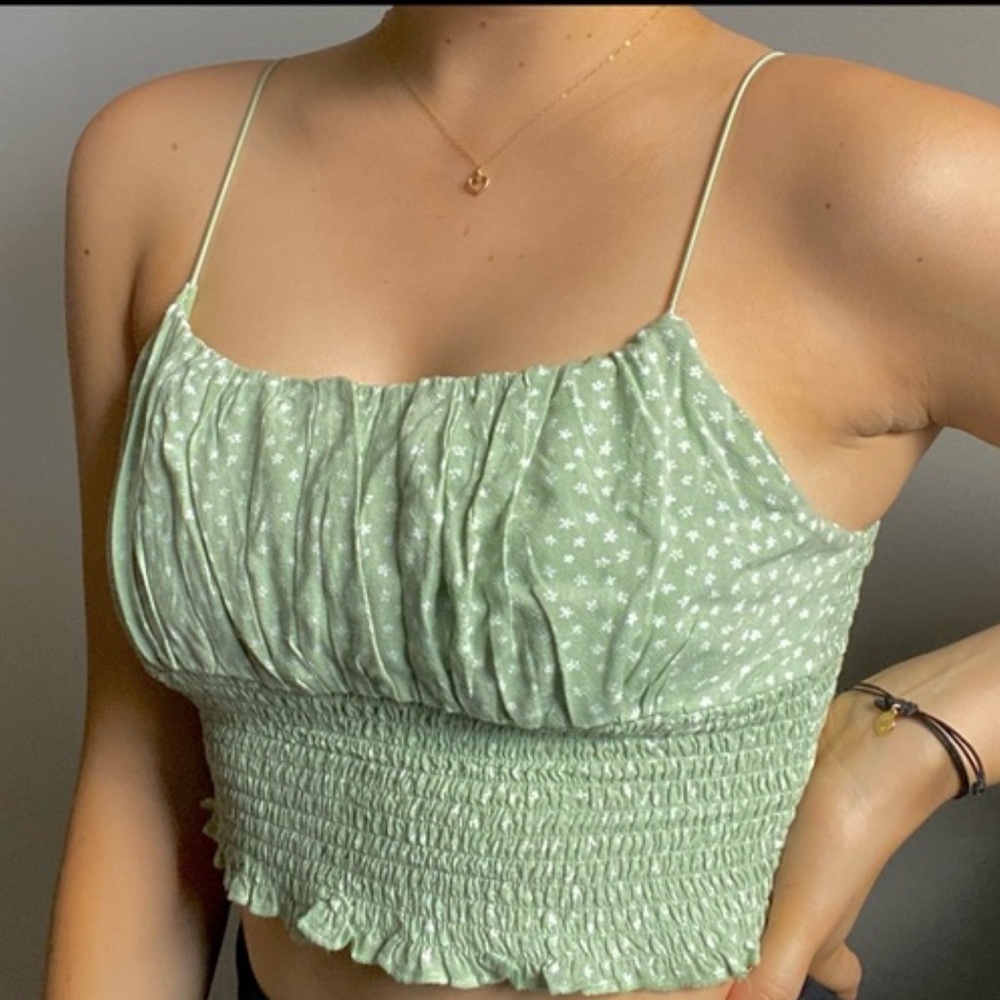 LA Hearts Green Crop Top, Size L NWT